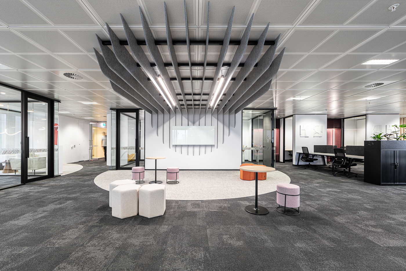 Booth seating in the Level 9, 150 St Georges Terrace show suite